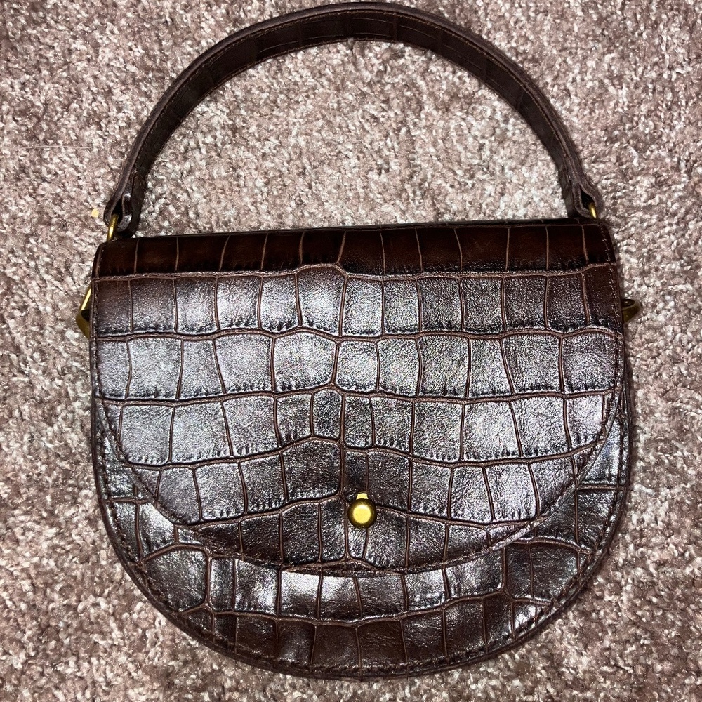 Raisin brown croc leather Madewell bag
